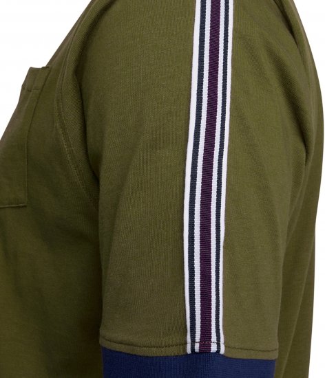 Kam Jeans 5781 Ringer Tee with Shoulder Tape Dark Olive - T-shirts - Stora T-shirts - 2XL-14XL