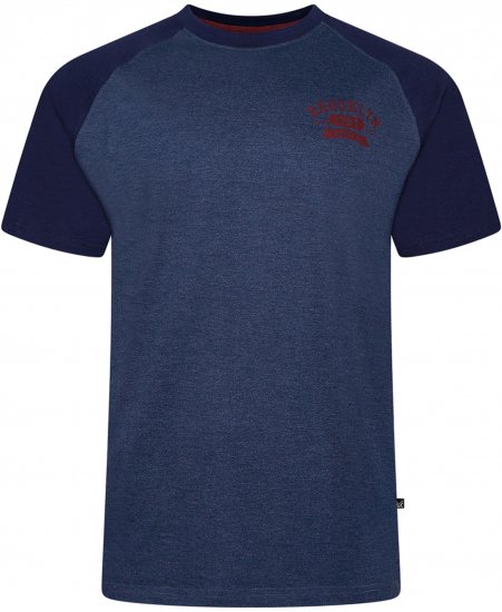 Kam Jeans 5783 Raglan Tee with Brooklyn Chest Print Navy - T-shirts - Stora T-shirts - 2XL-14XL