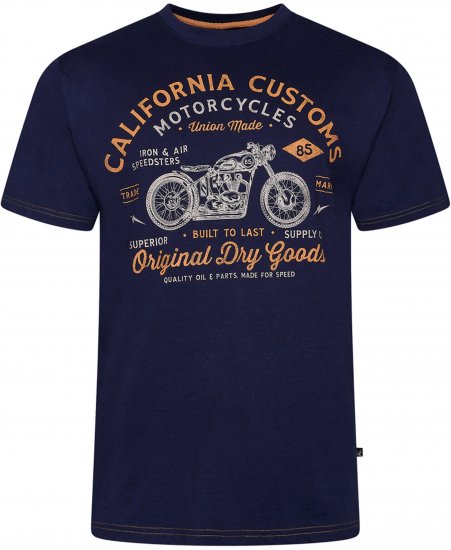 Kam Jeans 5787 California Customs Print Tee Navy - T-shirts - Stora T-shirts - 2XL-14XL
