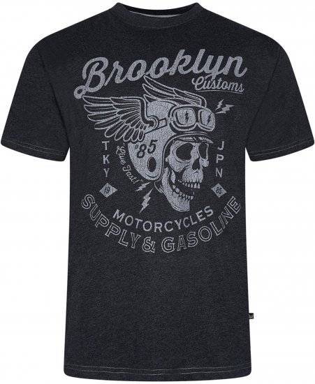 Kam Jeans 5788 Brooklyn Motorcycle Skull Print Tee Black - T-shirts - Stora T-shirts - 2XL-14XL