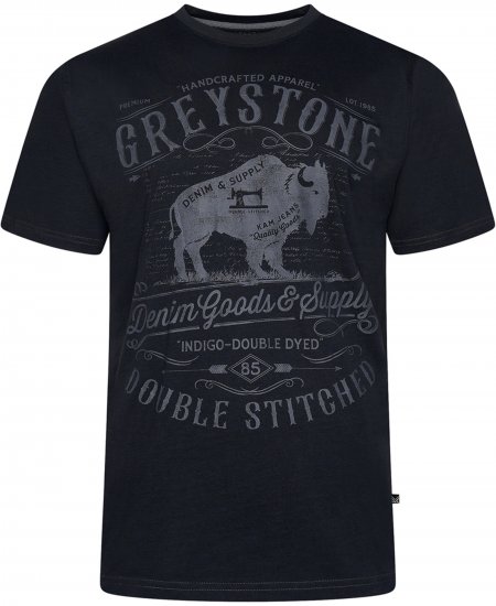 Kam Jeans 5790 Greystone Print Tee Black - T-shirts - Stora T-shirts - 2XL-14XL