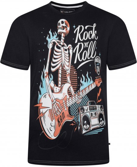 Kam Jeans 5791 Rock N Roll Skull Print Tee Black - T-shirts - Stora T-shirts - 2XL-14XL