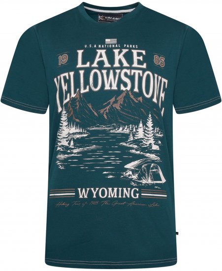 Kam Jeans 5792 Lake Yellowstone Print Tee Dark Sea - T-shirts - Stora T-shirts - 2XL-14XL