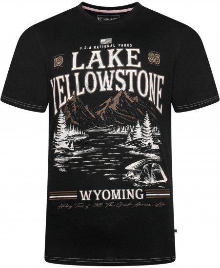 Kam Jeans 5792 Lake Yellowstone Print Tee Black - T-shirts - Stora T-shirts - 2XL-14XL