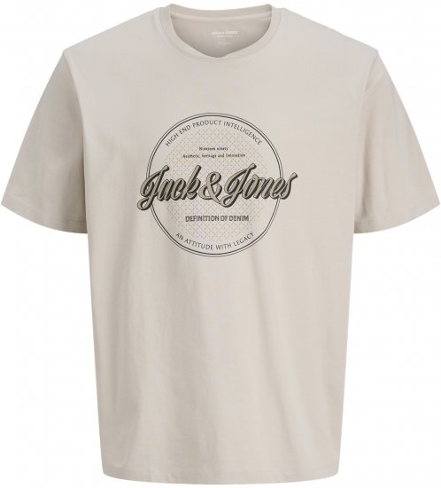 Jack & Jones Dover Denim O-Neck T-Shirt Moonbeam Grey - T-shirts - Stora T-shirts - 2XL-14XL