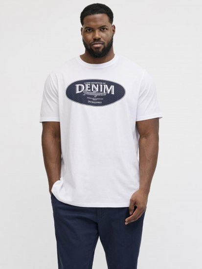 Jack & Jones Dover Denim O-Neck T-Shirt White - T-shirts - Stora T-shirts - 2XL-14XL