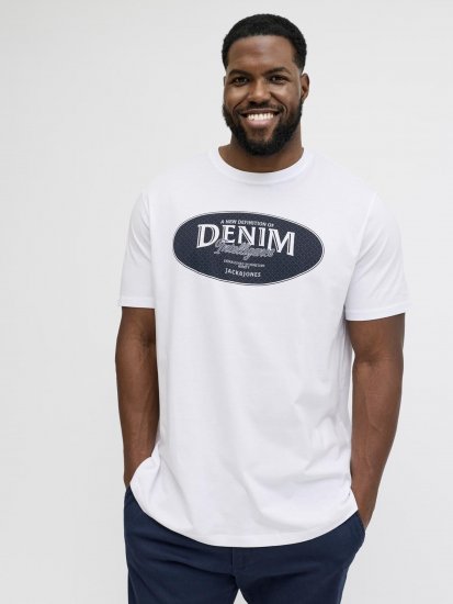 Jack & Jones Dover Denim O-Neck T-Shirt White - T-shirts - Stora T-shirts - 2XL-14XL