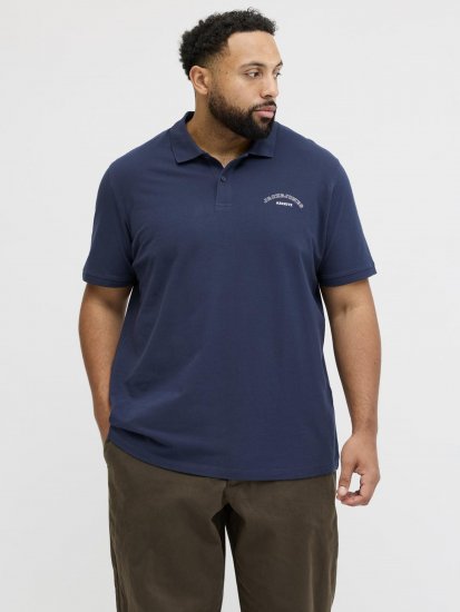 Jack & Jones College Logo Short Sleeve Polo Shirt Blue - Pikétröjor - Stora pikétröjor - 2XL-8XL