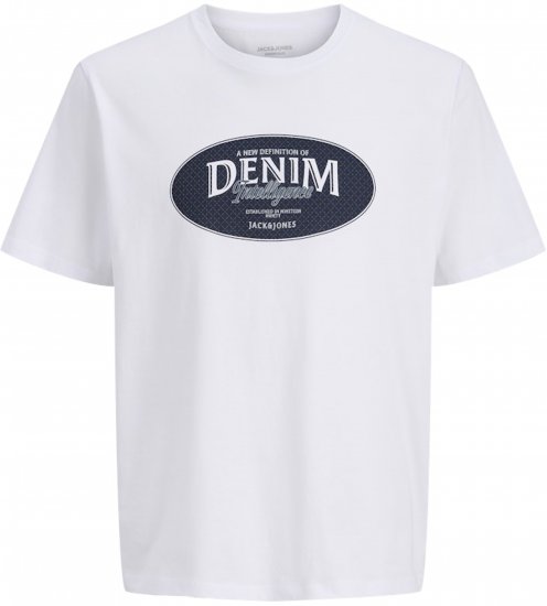 Jack & Jones Dover Denim O-Neck T-Shirt White - T-shirts - Stora T-shirts - 2XL-14XL