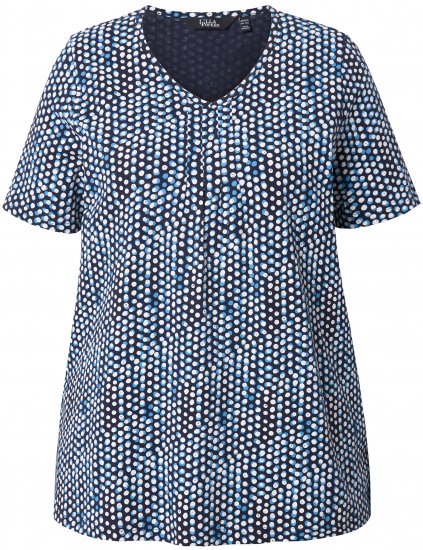 Ulla Popken So Many Dots Tee Navy Blue - Tryckta T-shirts för dam i stora storlekar - 