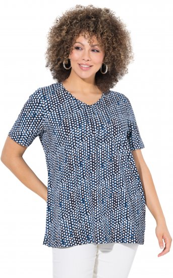 Ulla Popken So Many Dots Tee Navy Blue - Tryckta T-shirts för dam i stora storlekar - 
