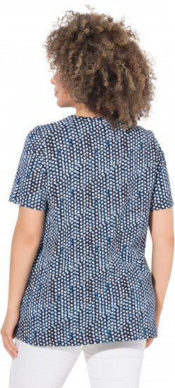 Ulla Popken So Many Dots Tee Navy Blue - Tryckta T-shirts för dam i stora storlekar - 