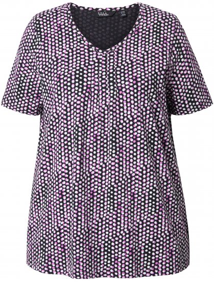 Ulla Popken So Many Dots Tee Light Heather - Tryckta T-shirts för dam i stora storlekar - 