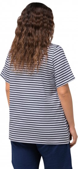 Ulla Popken Palm Tree Embroidered Tee Navy Blue - Tryckta T-shirts för dam i stora storlekar - 