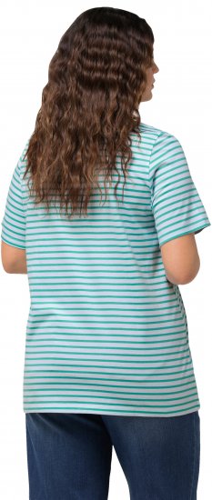 Ulla Popken Palm Tree Embroidered Tee Turquoise Green - Tryckta T-shirts för dam i stora storlekar - 