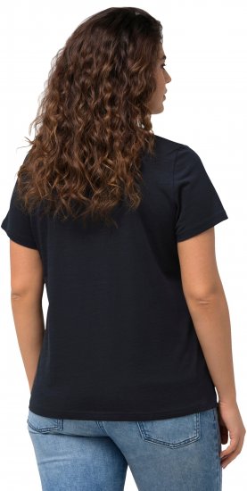 Ulla Popken BISOUS Short Sleeve Graphic Tee Navy Blue - Tryckta T-shirts för dam i stora storlekar - 