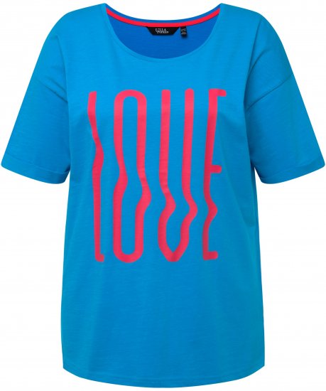Ulla Popken LOVE Short Sleeve Graphic Tee Sapphire Blue - Tryckta T-shirts för dam i stora storlekar - 
