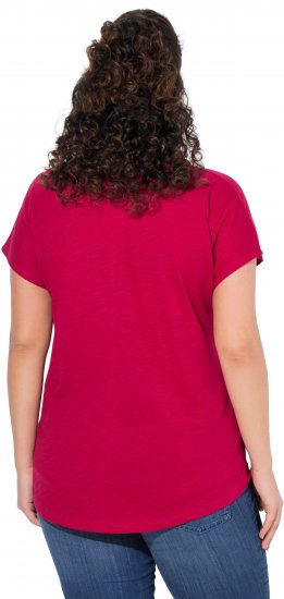 Ulla Popken Metallic Animal Cap Sleeve Graphic Tee Dark Raspberry - Tryckta T-shirts för dam i stora storlekar - 