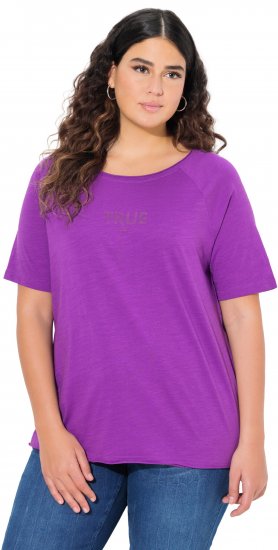 Ulla Popken TRUE Lettering Short Sleeve Tee Purple - Tryckta T-shirts för dam i stora storlekar - 