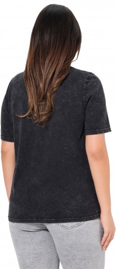 Ulla Popken Easy Short Sleeve Acid Wash Graphic Tee Black - Tryckta T-shirts för dam i stora storlekar - 