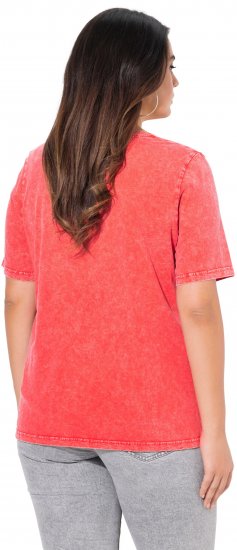 Ulla Popken Easy Short Sleeve Acid Wash Graphic Tee Light Red - Tryckta T-shirts för dam i stora storlekar - 
