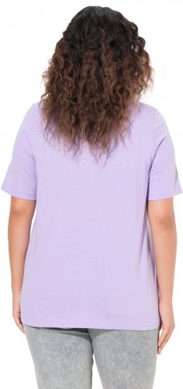 Ulla Popken Metallic Feather Short Sleeve Graphic Tee Lavender - Tryckta T-shirts för dam i stora storlekar - 