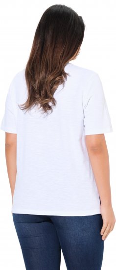 Ulla Popken Flocked Short Sleeve Graphic Tee Snow White - Tryckta T-shirts för dam i stora storlekar - 