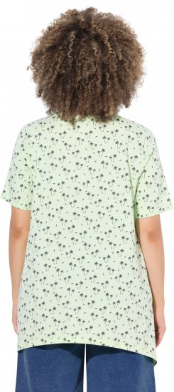 Ulla Popken Palm Tree Print Pointed Hem Tee Lett Lime - Tryckta T-shirts för dam i stora storlekar - 