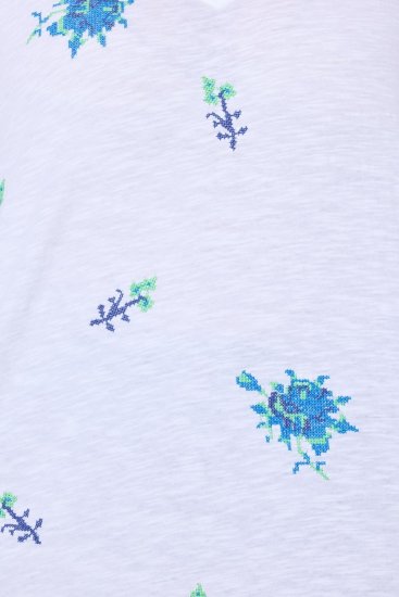 Ulla Popken Cross Stitch Short Sleeve Tee Snow White - Tryckta T-shirts för dam i stora storlekar - Tryckta t-shirts för dam