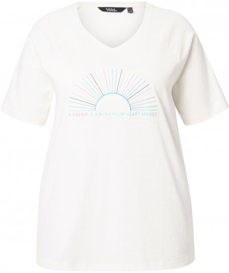 Ulla Popken Embroidered Sunrise Lettering Tee Off-White - Tryckta T-shirts för dam i stora storlekar - 
