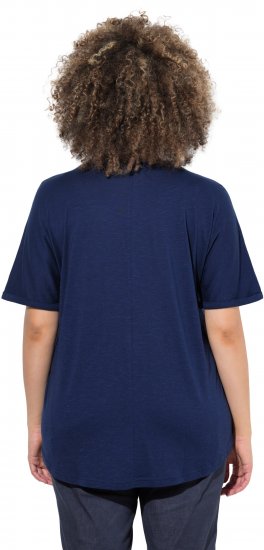 Ulla Popken Marine Print Short Sleeve Tee Ink Blue - Tryckta T-shirts för dam i stora storlekar - 