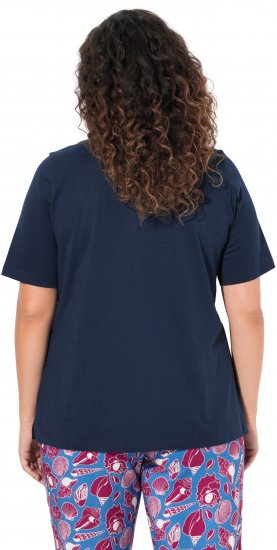 Ulla Popken Shell Picker Club Short Sleeve Graphic Tee Navy - Tryckta T-shirts för dam i stora storlekar - 
