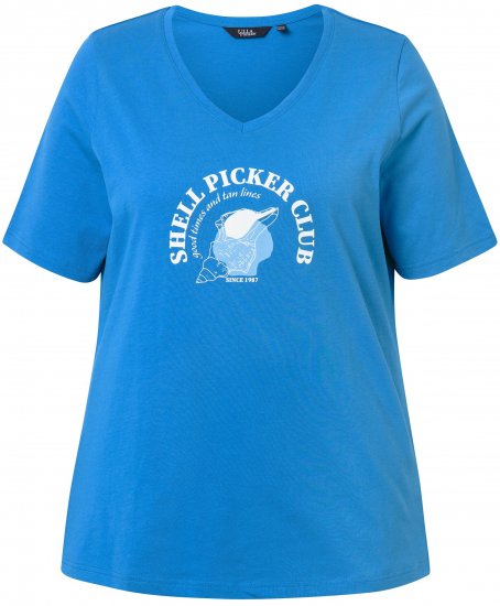 Ulla Popken Shell Picker Club Short Sleeve Graphic Tee Teal Blue - DAMKLÄDER 40-66 - 