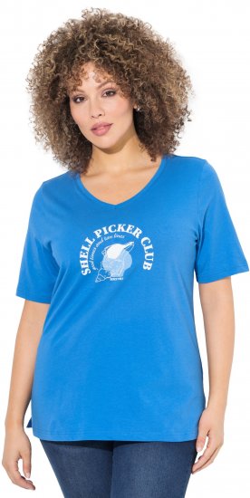 Ulla Popken Shell Picker Club Short Sleeve Graphic Tee Teal Blue - DAMKLÄDER 40-66 - 