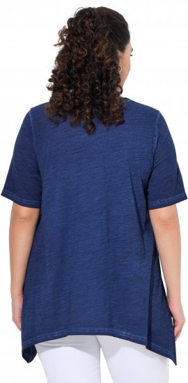 Ulla Popken Sunset Lettering Short Sleeve Graphic Tee Ink Blue - Tryckta T-shirts för dam i stora storlekar - 