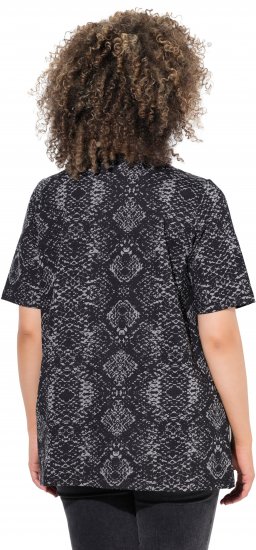 Ulla Popken Snake Print V-Neck Tee Graphite Grey - Tryckta T-shirts för dam i stora storlekar - 