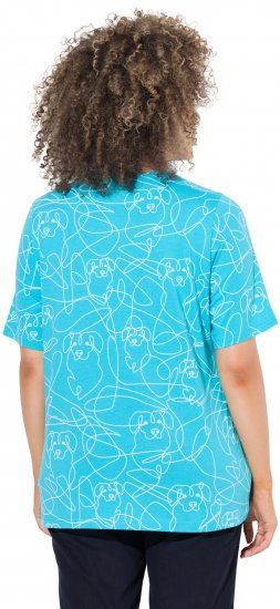 Ulla Popken Abstract Animal Print Short Sleeve Tee Deep Aqua - Tryckta T-shirts för dam i stora storlekar - 