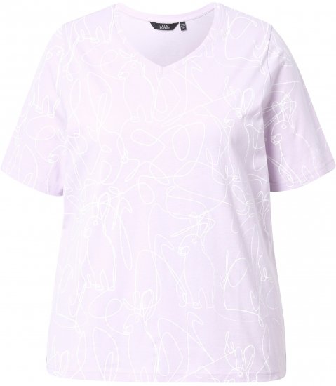 Ulla Popken Abstract Animal Print Short Sleeve Tee Lavender - Tryckta T-shirts för dam i stora storlekar - 