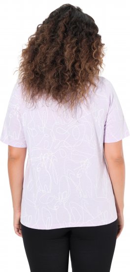 Ulla Popken Abstract Animal Print Short Sleeve Tee Lavender - Tryckta T-shirts för dam i stora storlekar - 