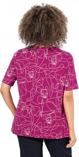 Ulla Popken Abstract Animal Print Short Sleeve Tee Magnolia Red - Tryckta T-shirts för dam i stora storlekar - 