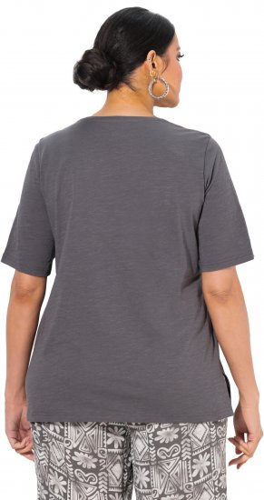 Ulla Popken Cactus Short Sleeve Graphic Tee Graphite Grey - Tryckta T-shirts för dam i stora storlekar - 