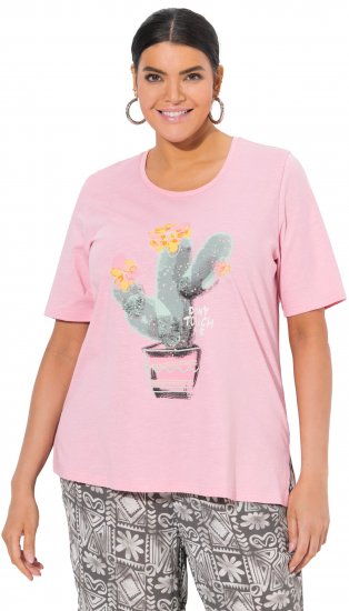 Ulla Popken Cactus Short Sleeve Graphic Tee Pink - Tryckta T-shirts för dam i stora storlekar - 