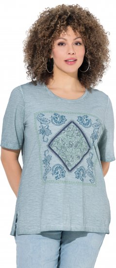 Ulla Popken Paisley Short Sleeve Graphic Tee Light Moss Green - Tryckta T-shirts för dam i stora storlekar - 