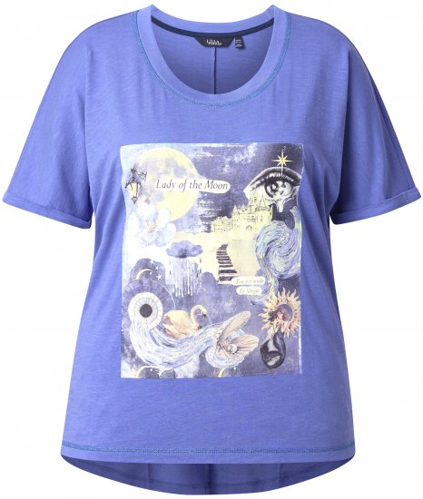 Ulla Popken Lady Of The Moon Short Sleeve Graphic Tee Lavender - Tryckta T-shirts för dam i stora storlekar - 