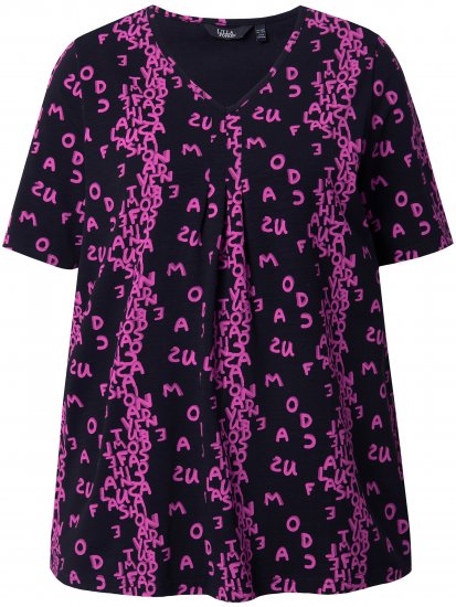 Ulla Popken Letter Print Short Sleeve Tee Magnolia Red - Tryckta T-shirts för dam i stora storlekar - 