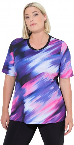 Ulla Popken Cutout Abstract Print Short Sleeve Tee Ink Blue - Tryckta T-shirts för dam i stora storlekar - 