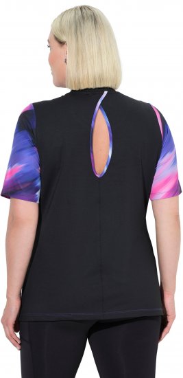 Ulla Popken Cutout Abstract Print Short Sleeve Tee Ink Blue - Tryckta T-shirts för dam i stora storlekar - 