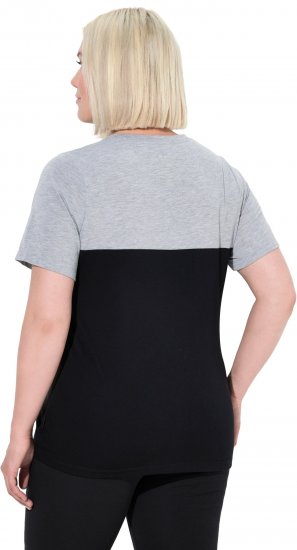 Ulla Popken Nostalgic Escape Performance T-Shirt Black - Tryckta T-shirts för dam i stora storlekar - 