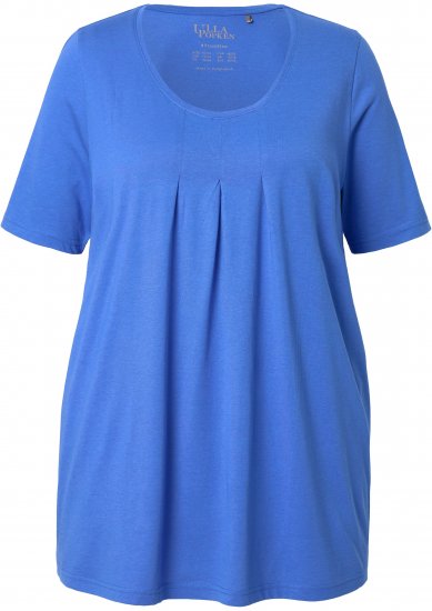 Ulla Popken Essential Front Pleat Tee Peacock Blue - T-shirts - 