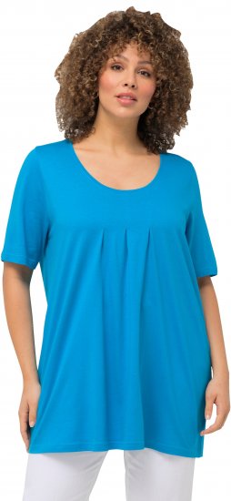 Ulla Popken Essential Front Pleat Tee Sapphire Blue - T-shirts - 